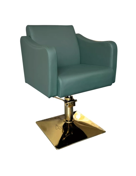 Friseurstuhl SAMILE GOLD - samt grün