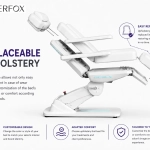 Elektrické kosmetické lehátko Silverfox RAMON E4 – otočné, s funkcí vyhřívání, světle šedá