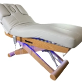 SPA Wellnessliege LUNA ARM PLUS E3 - mit Heizung und Audio/Vibrationssystem, teak/hellgrau