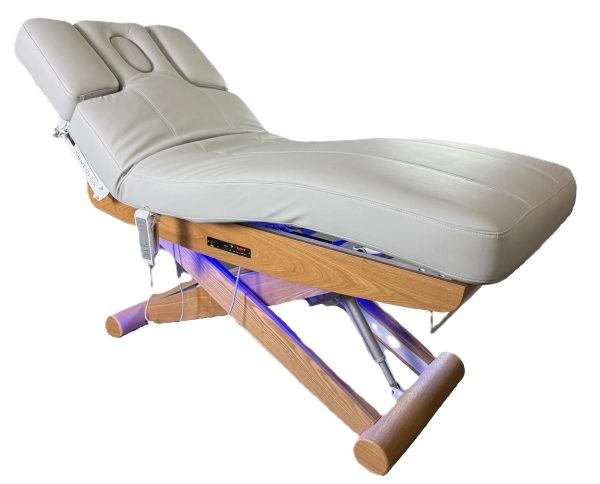 SPA Wellnessliege LUNA ARM PLUS E3 - mit Heizung und Audio/Vibrationssystem, teak/hellgrau